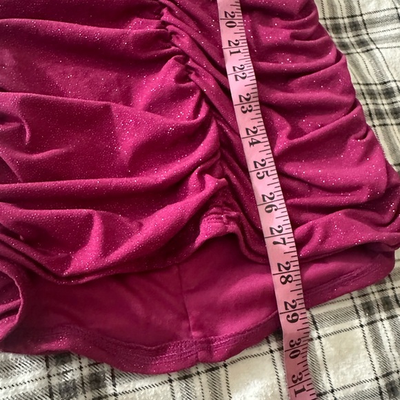 Lucy In The Sky Mauve Glitter Ruched Spaghetti Strap Body-con Mini Dress Size M - Picture 15 of 16